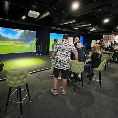 Indoor golf bay ready for play